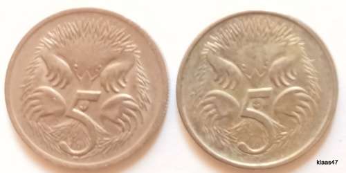 Australia - 1968 and 1981 - 5 cents - Copper-nickel