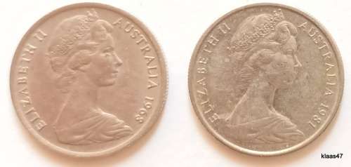 Australia - 1968 and 1981 - 5 cents - Copper-nickel