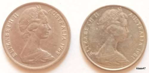 Australia - 1968 and 1981 - 5 cents - Copper-nickel