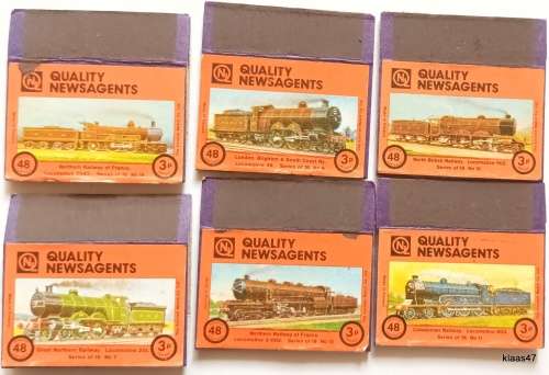Steam Trains - 6 Match Box Covers (Unused) NL Quality Newsagents (Made in Finland)
