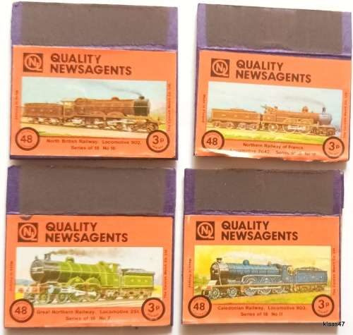 Steam Trains - 4 Match Box Covers (Unused) NL Quality Newsagents (Made in Finland)