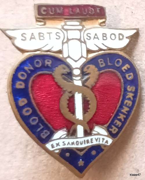 Vintage Enameled `SABTS / SABOD` Blood Donor Badge