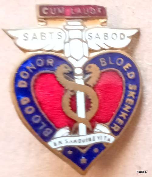 Vintage Enameled `SABTS / SABOD` Blood Donor Badge
