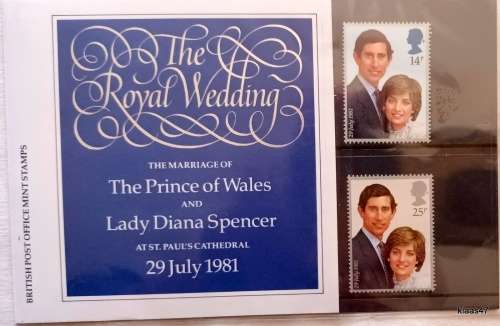 GB - 1981 - Royal Wedding - Set of 2 Mint stamps - Pack No 127a
