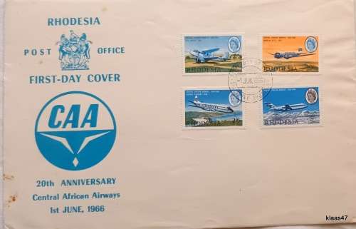 Rhodesia - 1966 - 20th Anniversary Central African Airways - FDC