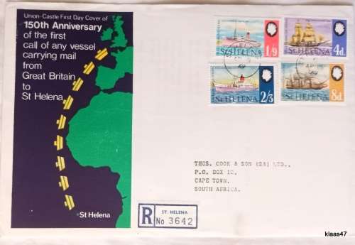 St Helena - 1969 - Union-Castle 150th Anniv. of the 1st vessel carrying mail from GB to St Helena