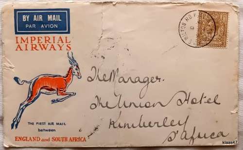 Imperial Airways - First Airmail between England and South Africa - Dated 1931