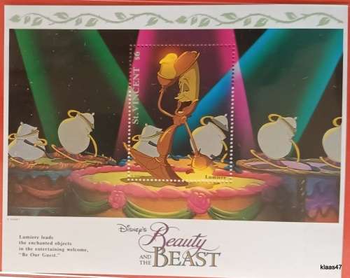 St Vincent - 1992 - Disney (Lumiere) Commemorative Sheet - Issue No. 5608 with Certificate