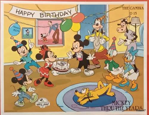 The Gambia - 1989 - Disney (Mickey Thru the Years) Commem  Sheet - Issue No. 9993 with Certificate