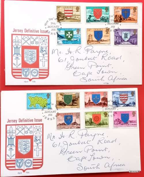 Jersey - 1976 - Definitive Issue (Coat of Arms) - On 2 FDC`s