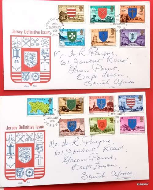 Jersey - 1976 - Definitive Issue (Coat of Arms) - On 2 FDC`s