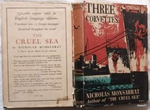 Three Corvettes - Nicholas Monsarrat - Hardcover 1953 Second Edition