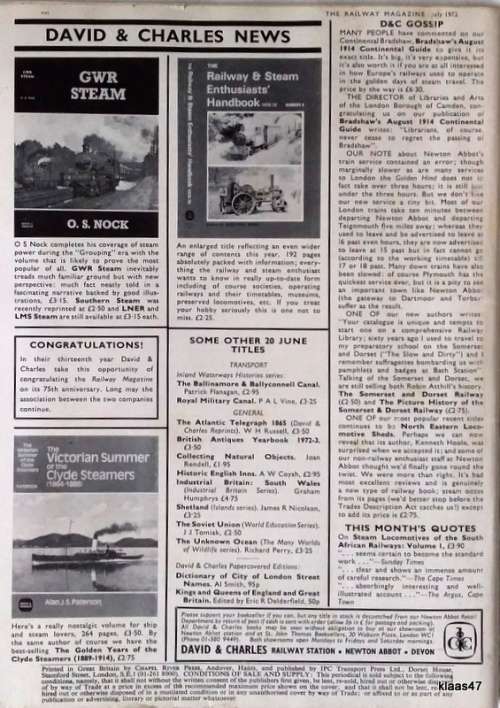 Railway Magazine - 75th Anniversary - July 1972