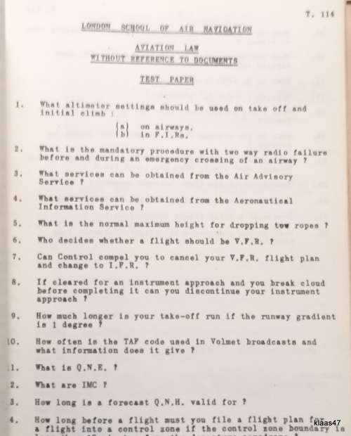 The London School of Air Navigation - Aviation Law/Flight Navigation/etc - 1960
