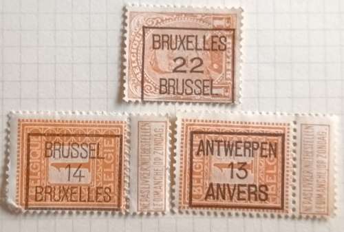 Belgium - 1912-15 - Typographic overprint with location (bilingual) and year - 3 Stamps