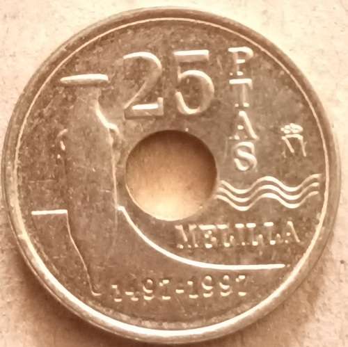 Spain - 1997 - 25 Pesetas (Melilla) - Aluminium-bronze