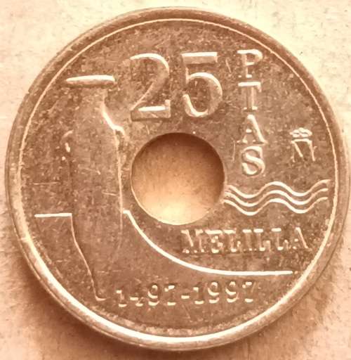 Spain - 1997 - 25 Pesetas (Melilla) - Aluminium-bronze
