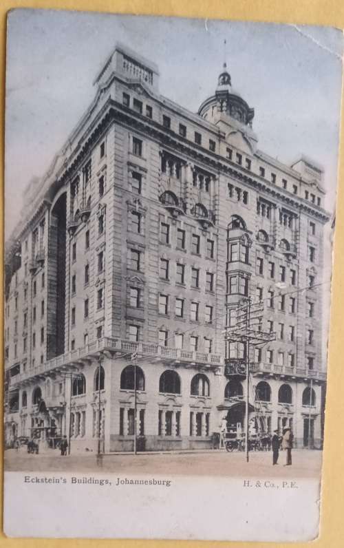 Post Card - Eckstein`s Buildng, Johannesburg - Date stamp: Woodstock 1909 (H & CO, PE)