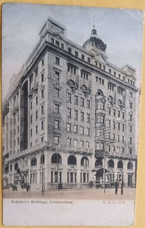Post Card - Eckstein`s Buildng, Johannesburg - Date stamp: Woodstock 1909 (H & CO, PE)