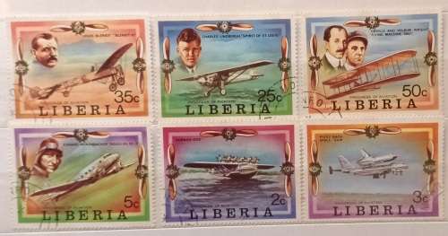 Liberia - 1978 - Aviation history - Set of 6 Cancelled stamps