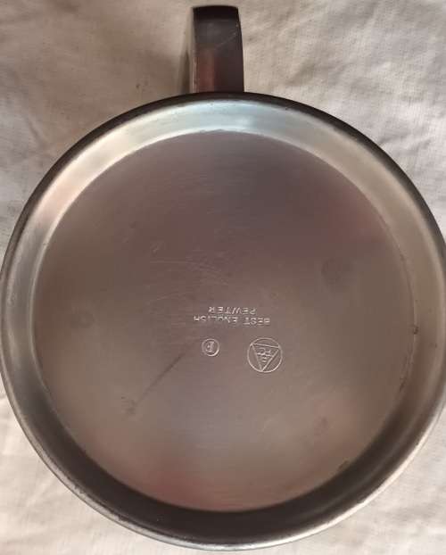 ABPC 1970`s English Pewter Tankard with R.M.S Pendennis Castle badge