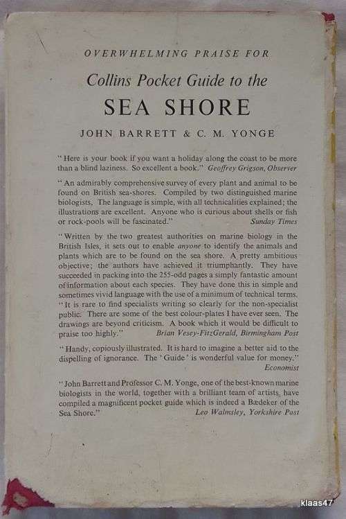 Collins Pocket Guide to the Sea Shore - John Barrett & C M  Yonge - Hardcover 1964