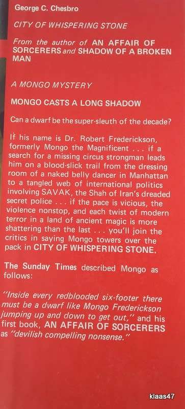 City Of Whispering Stone - George C Chesbro - Hardcover 1981