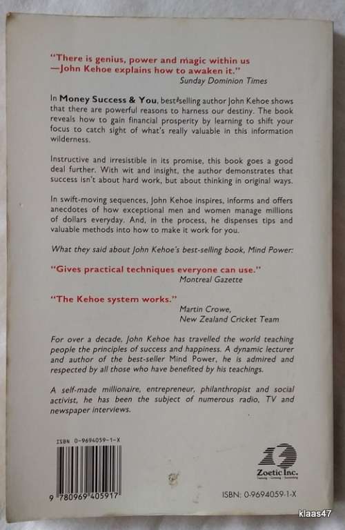 Money Success & You - John Kehoe - Paperback 1993