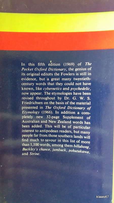 The Pocket Oxford Dictionary (Fifth Edition) - F G and H W Fowler - Hardcover 1977