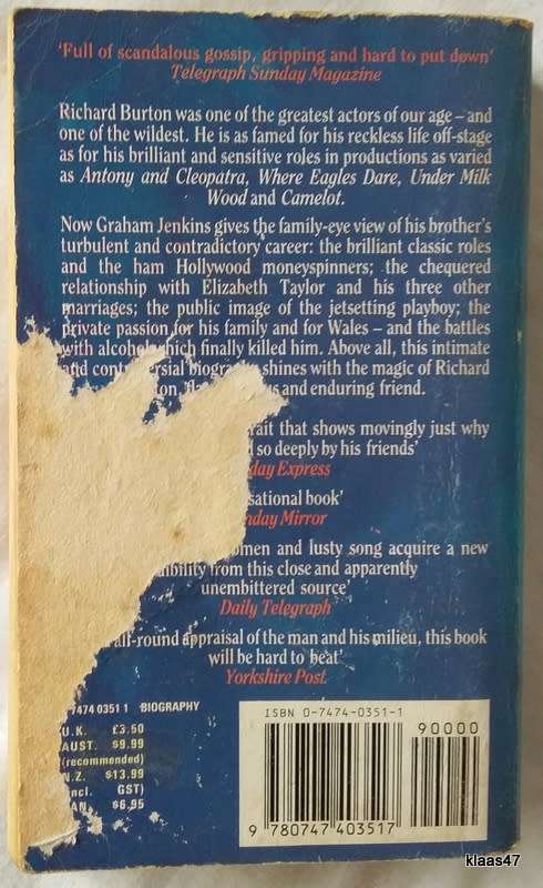 Richard Burton, My Brother - Graham Jenkins - Paperback 1988