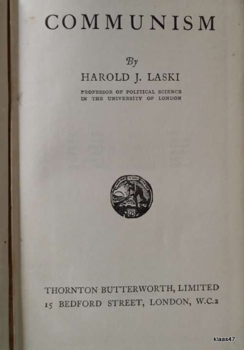 Communism - Harold J  Laski -  Hardcover 1932 reprint