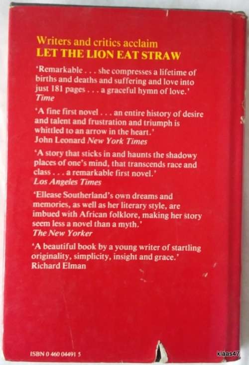 Let The Lion Eat Straw -Ellease Southerland - Hardcover 1980