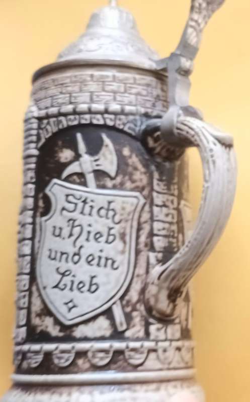 German Lidded Stein - Gerz - W. Germany - 18cm High - Base Diameter 8cm