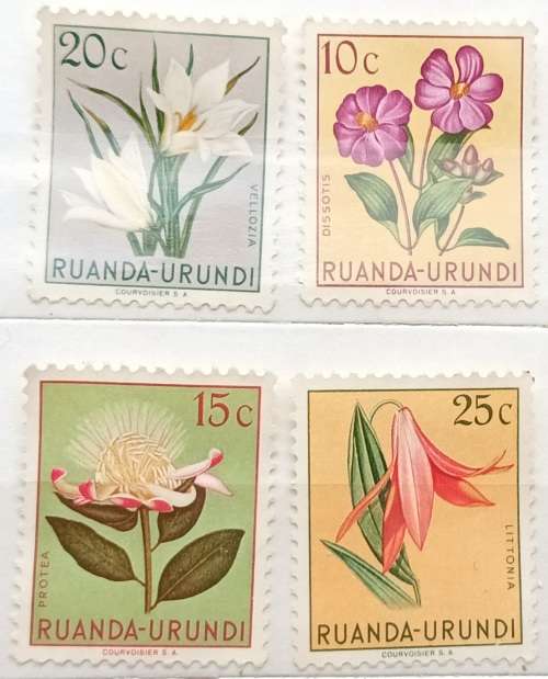 Ruanda-Urundi - 1953 - Flowers - 4 Unused  stamps