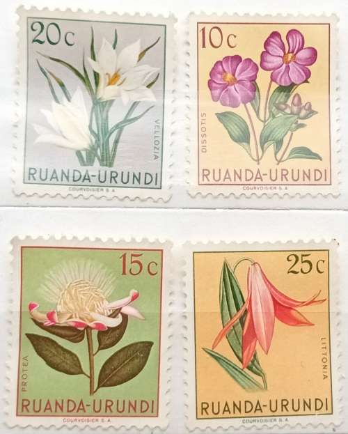 Ruanda-Urundi - 1953 - Flowers - 4 Unused  stamps