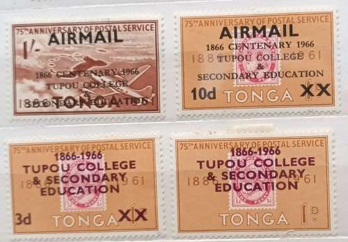 Tonga - 1960`s - Airmail and other overprints - 4 Unused Hinged stamps