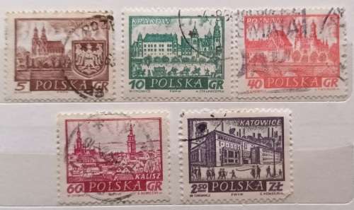 Poland - 1960 - Historic Polish Cities - 5 Used stamps