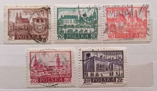Poland - 1960 - Historic Polish Cities - 5 Used stamps