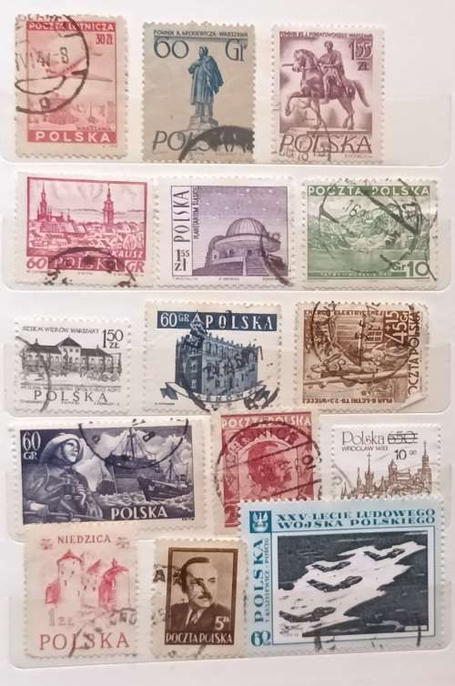Poland - Mixed Lot of 15 Used Hinged stamps