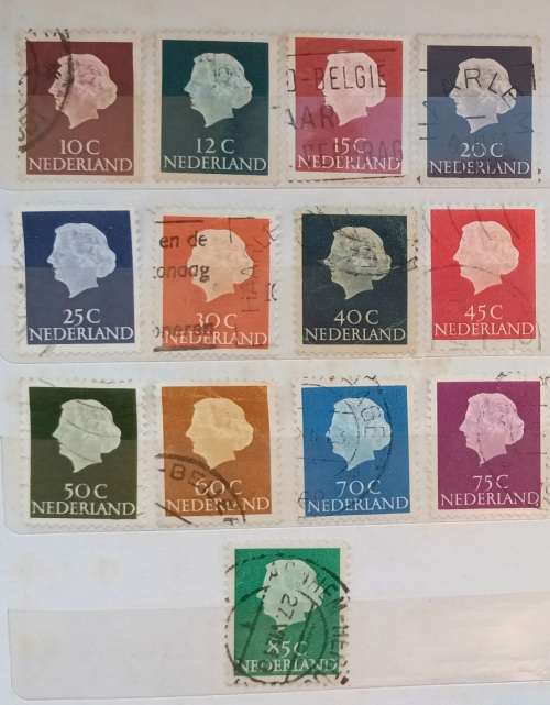 Netherlands - 1953 - Queen Juliana - 13 Used (some Hinged) stamps