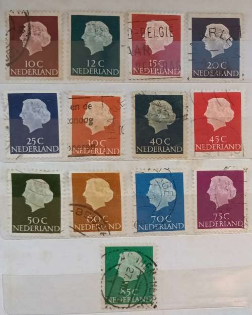 Netherlands - 1953 - Queen Juliana - 13 Used (some Hinged) stamps