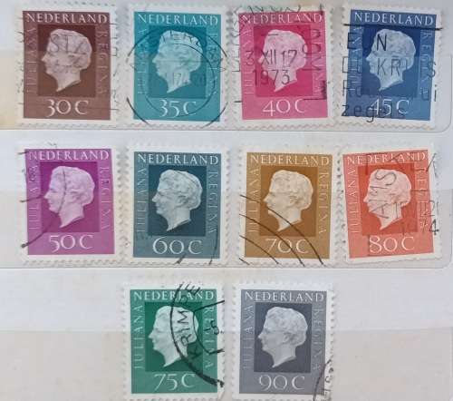 Netherlands - 1972 - Queen Juliana - 10 Used stamps
