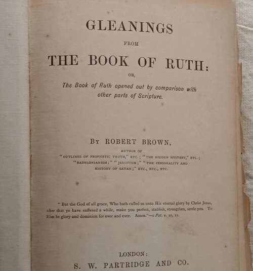 Gleanings from The Book Of Ruth - Robert Brown - Hardcover  1887
