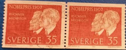 Sweden - 1967 - Buchner Michelson Nobel Prize - Pair of Used Booklet stamps