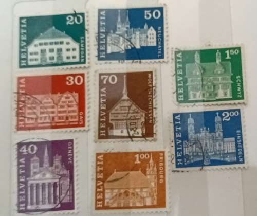 Switzerland - Buildings - Mixed Lot of 8 Used stamps