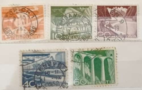 Switzerland - 1949 - Viaducts and Bridges - 5 Used hinged stamps