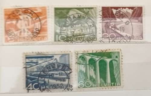 Switzerland - 1949 - Viaducts and Bridges - 5 Used hinged stamps