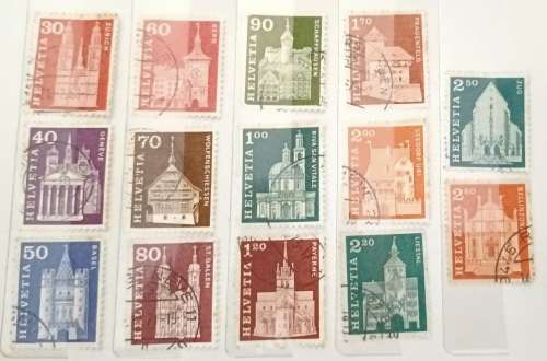 Switzerland - Buildings - Mixed Lot of 14 Used stamps