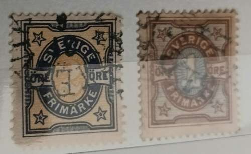 Sweden - 1892 - Bi-colour Numeral issue - 2 Used stamps