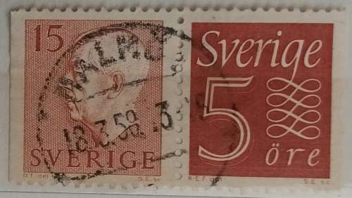 Sweden - 1957 - Pair of Used stamps from Slot Machine Booklet
